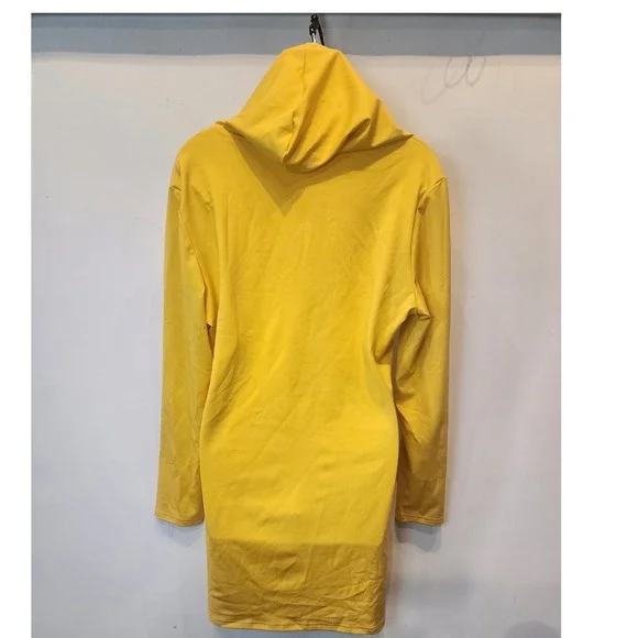 Women's Yellow V Neck Long Sleeve Hooded Mini Dress XXL - Picture 8 of 10